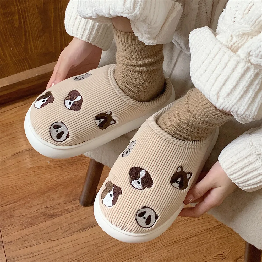 Winter Footwear Flat New Women Thick Indoor Home Non Slip Versatile House Shoes Warm Plush Cotton Slippers For Men