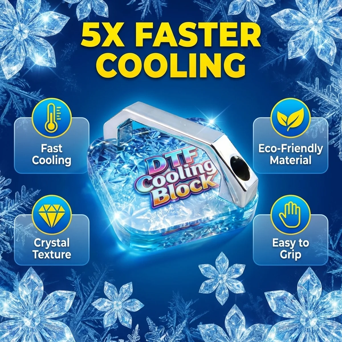 DTF Cooling Block 10x10cm Crystal Cooler with Handle for DTF Printing Heat Transfer Sublimation Fast Cool Down Craft Tool