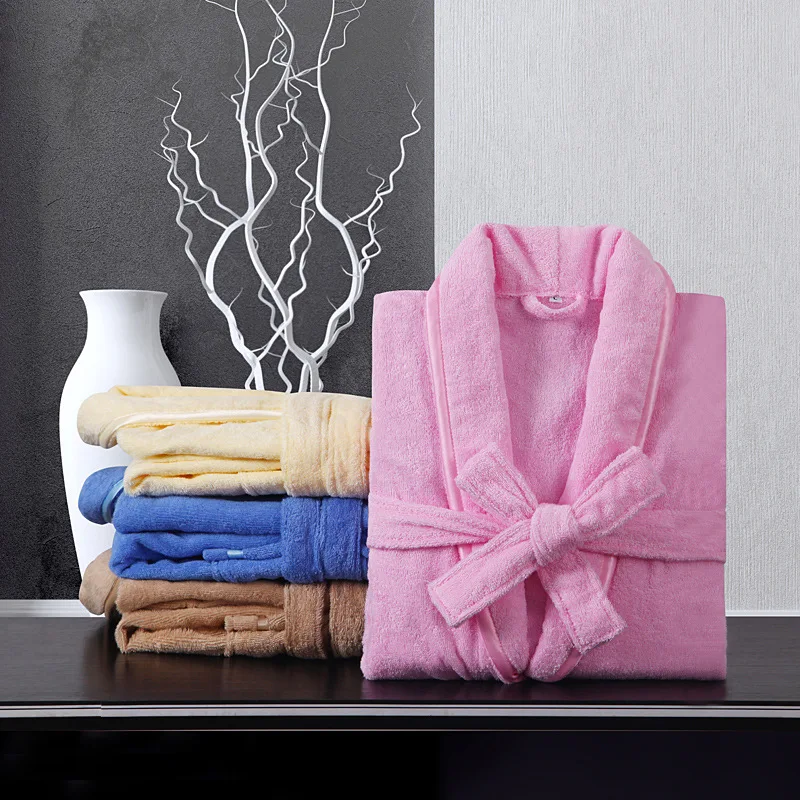 

Solid Color Hotel pure cotton club towel Terry bathrobe comfortable breathable padded bath robe