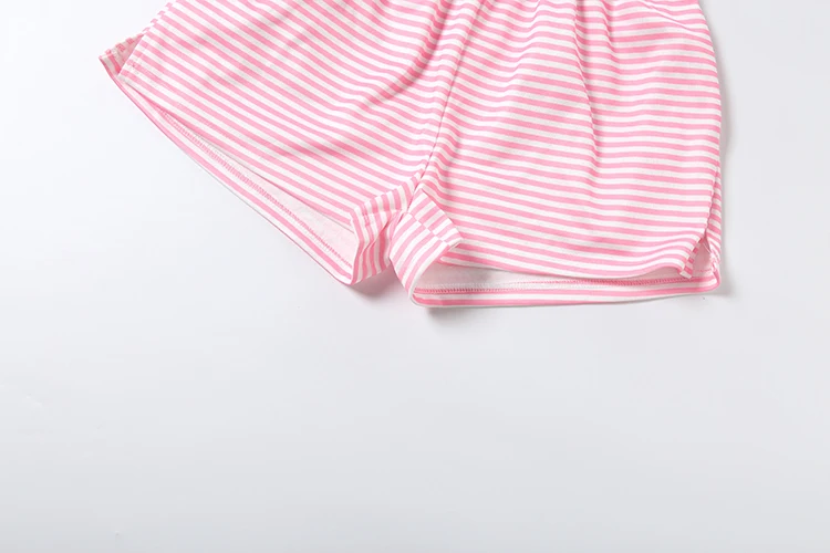 Weird Puss Stripe Patchwork 2-teiliges Set für Damen, T-Shirt mit Rundhalsausschnitt und langen Ärmeln + Mini-Shorts, lässiger, schlichter und bequemer Alltagslook – Detail 11