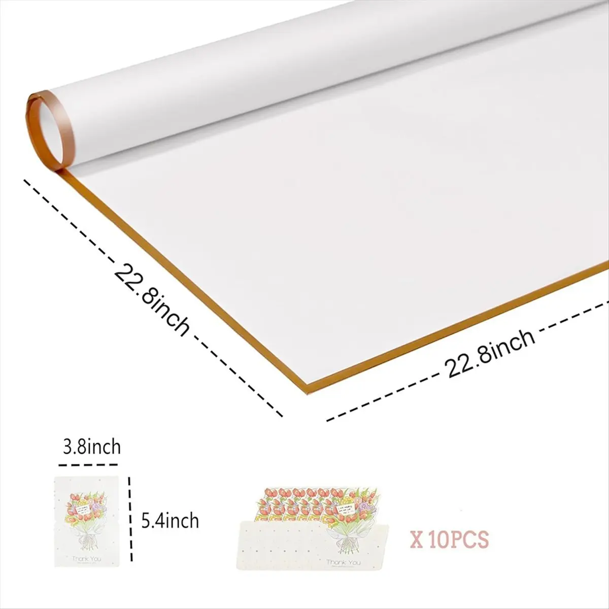 A56K 20 Sheets Flower Wrapping Paper with 10pcs Greeting Cards, Bouquet Wrapping Paper, Floral Packaging Paper, Black