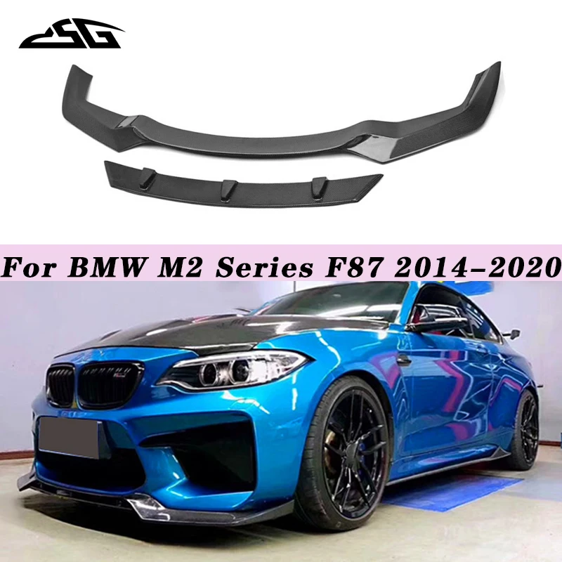 Front Bumper Lip Spoiler Apron Splitter For BMW M2 Series F87 2014-2020 V Style Carbon Fiber Front Lip Lower Guard Body Kit