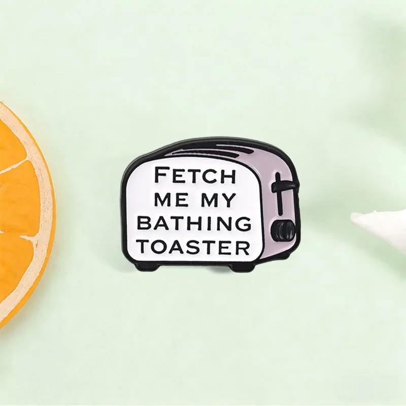 New Funny Toaster Brooch with English Slogan Cartoon Enamel Pin Casual Vintage Badge for DIY Clothing Bags Hat Scarf Decoration