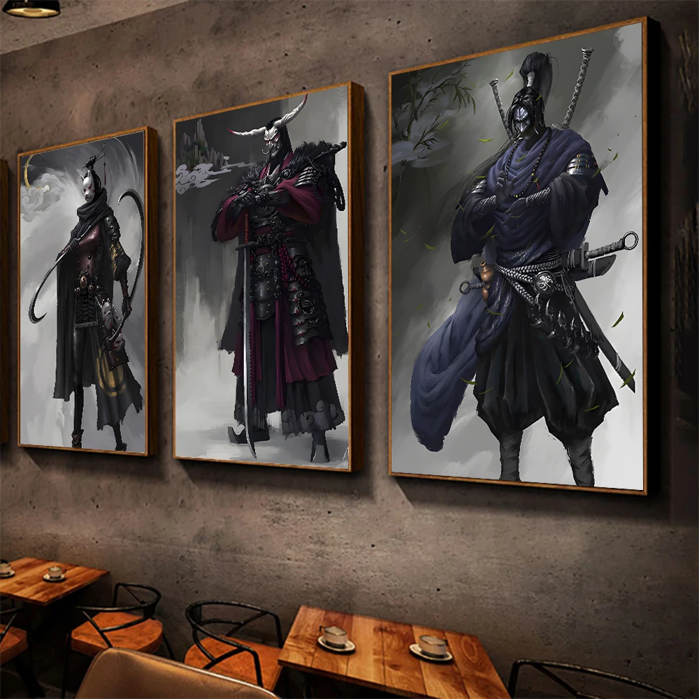 Japan Samurai Canvas Poster Home Wall Art Hanging Paintings Prints Pictures Bedroom Living Room Decor Murals Shop Bar Decoration