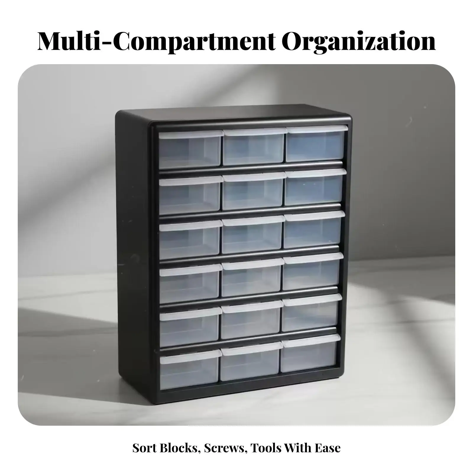18-Drawer Organizer Transparent Drawers Desktop Drawer Cabinet 6-by-3 Layout