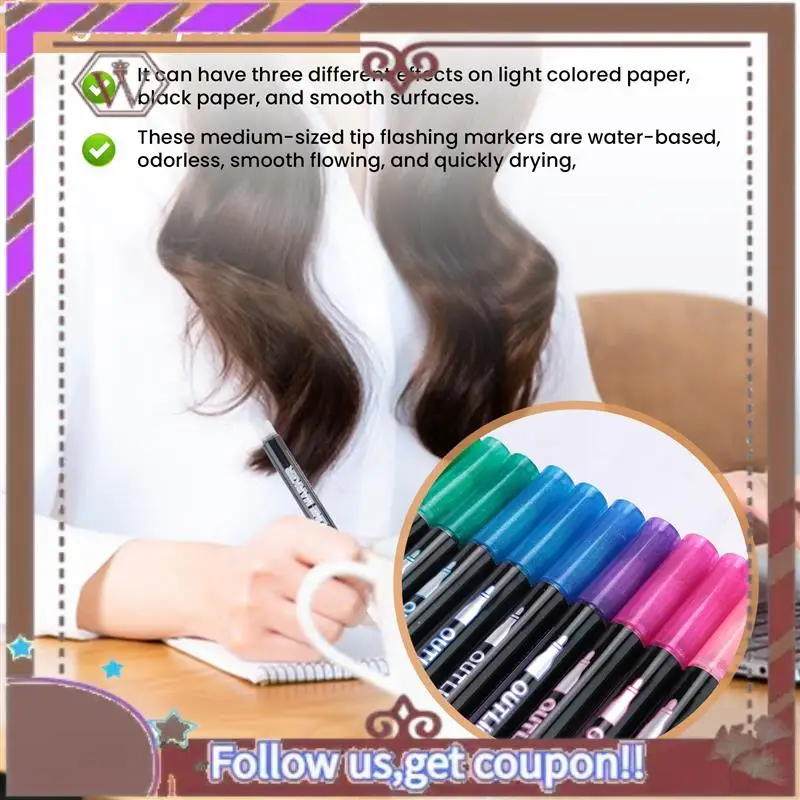 ABBG-Shimmer Markers Doodle Outline Dazzles: 24 لونًا معدنيًا بخط مزدوج مجموعة أقلام لامعة Super Squiggles Dazzlers Du