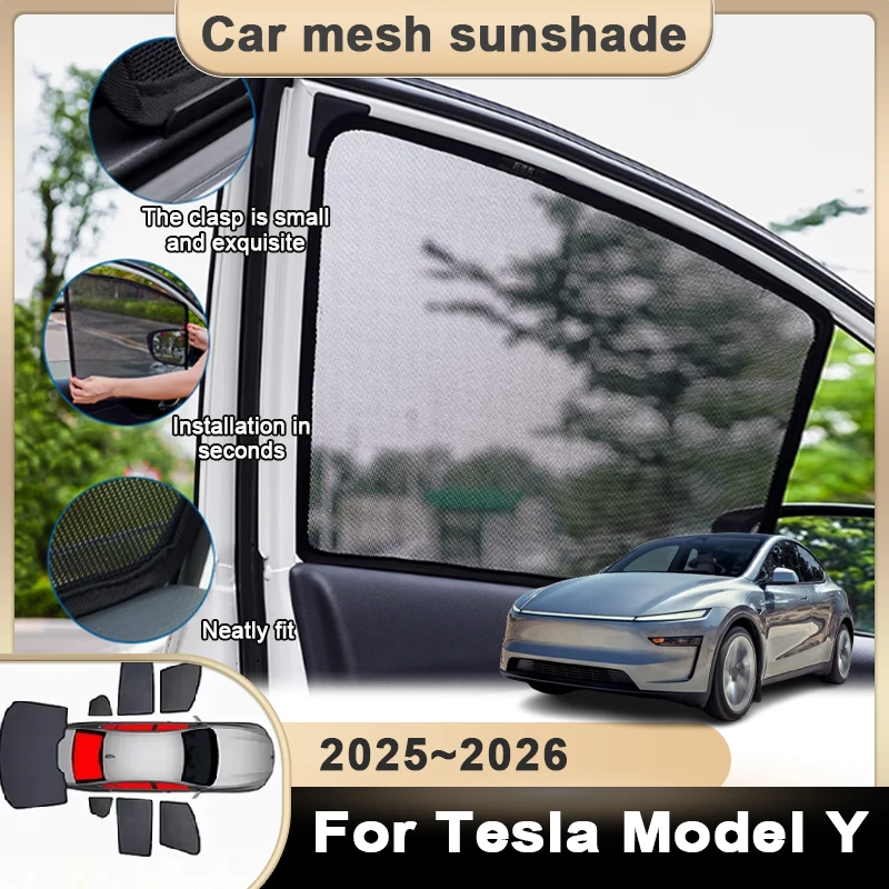 

Magnetic Car Sunshade For Tesla Model Y Juniper 2025 2026 Car Windshield Sunshade Cover Protector Front Window Privacy Sun Blind