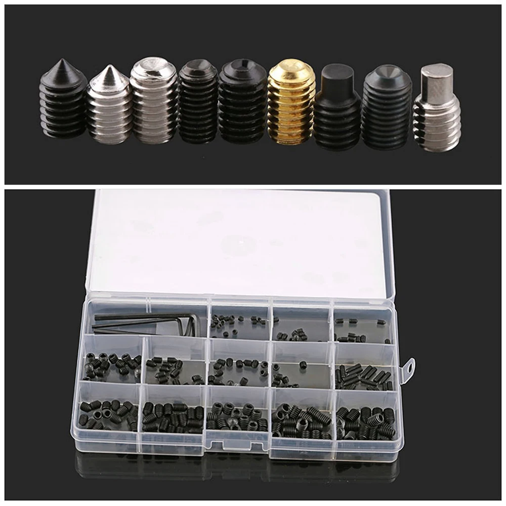 304/316/Brass/Nylon/12.9 Socket Head Hex Set Screw Assortment Kit Grub Screw Cup- Metric M3 M4 M5 M6 M8 Cup Point Grub Screw Set