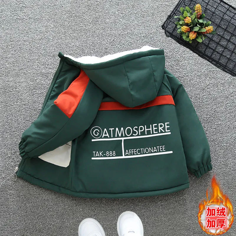 

Пальто на хлопковой подкладке для мальчиков с флисовой подкладкой осенне-зимнее пальто на хлопковой подкладке с толстым верхним капюшоном в Корейском стиле