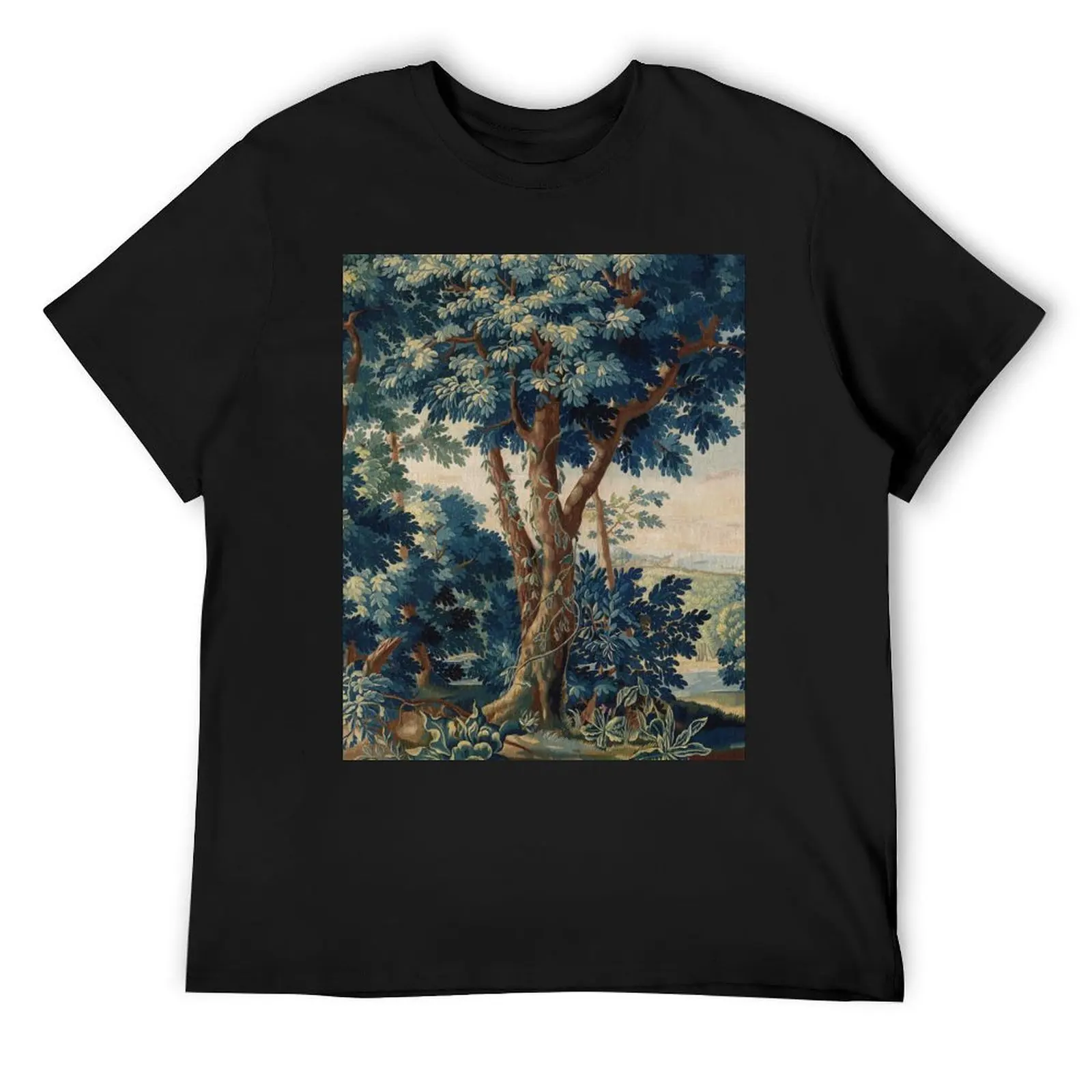 

GREENERY, TREES IN WOODLAND LANDSCAPE Antique Flemish Tapestry T-Shirt hippie clothes animal prinfor boys Short sleeve tee men