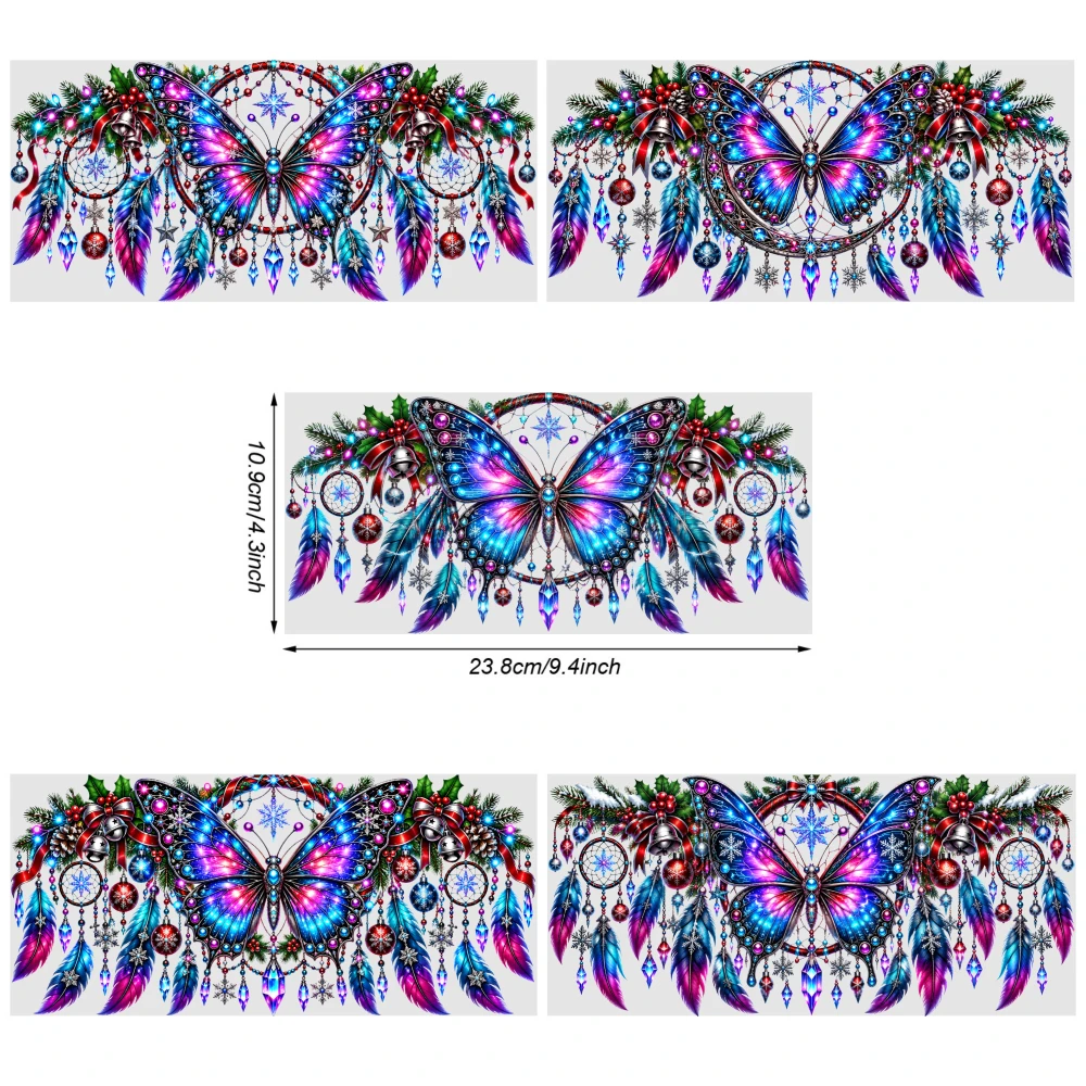 5 Sheets Butterfly Dreamcatcher UV DTF Stickers Waterproof Rub on Transfers for Glass Cups
