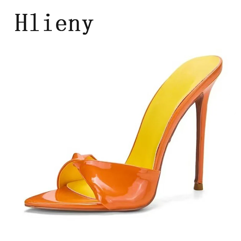 

Hlieny/2026 летние пикантные шлепанцы с острым носком, женские босоножки на тонком высоком каблуке, уличные модные вечерние шлепанцы