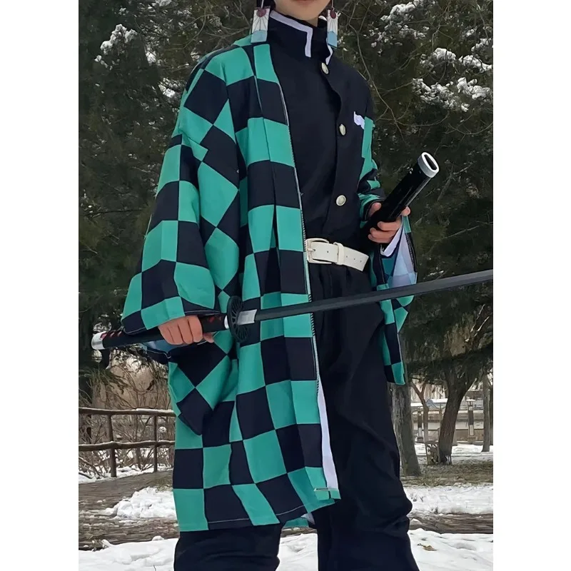 Anime Demone Slayer Tanjirou Kamado Cosplay Custume Kimetsu No Yaiba Vestiti per Adult Kid Uniforme Set Regalo Del Partito Parrucca Kimono