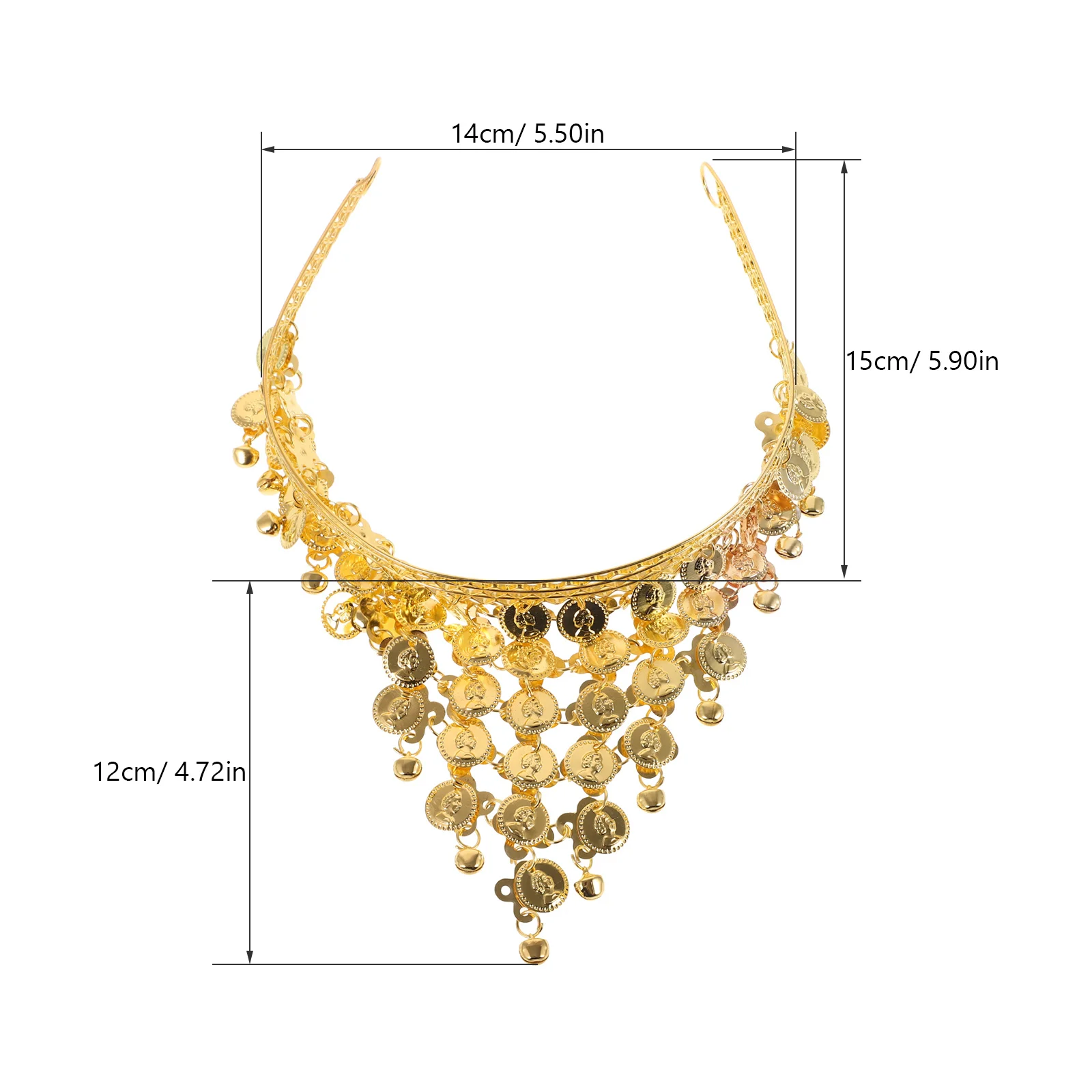 Diadema para danza del vientre, diadema ligera con purpurina y monedas colgantes para actuación de baile, adorno decorativo de cadena para la cabeza