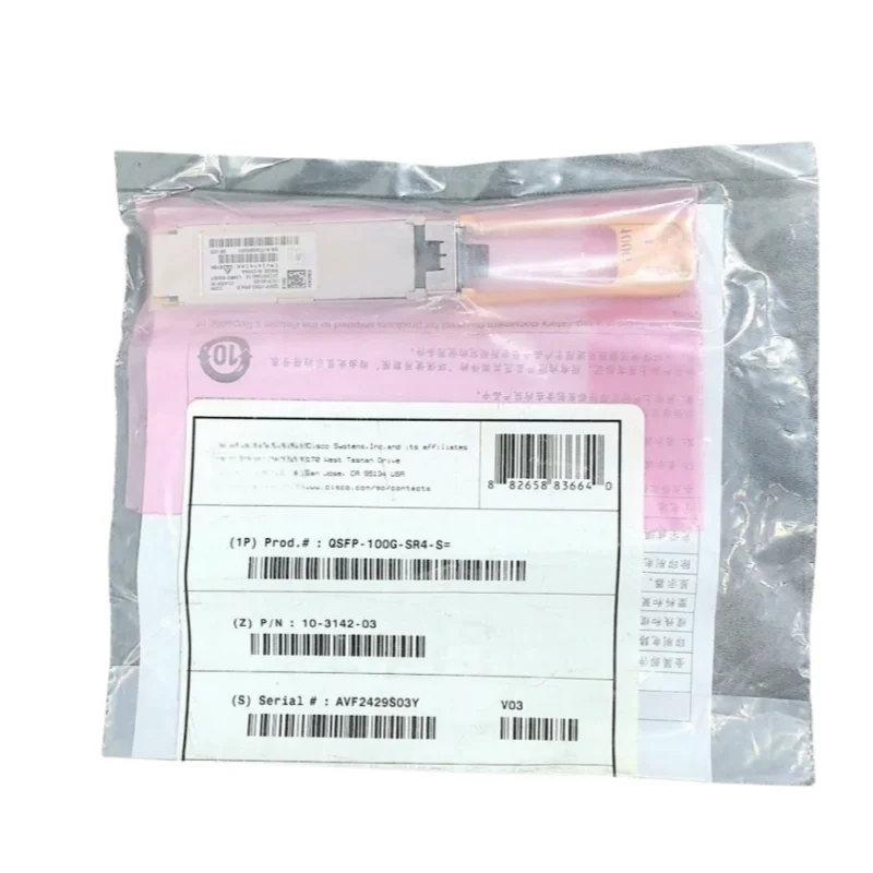 New 100%Original QSFP-100G-SR4-S= 100GBASE-SR4 QSFP28 850nm 100m DOM MTP/MPO MMF  Transceiver Module QSFP-100G-SR4-S