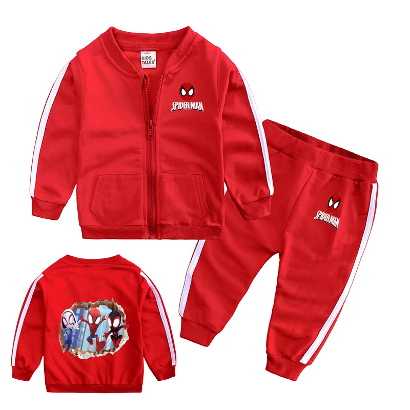 مجموعة مارفل سبايدرمان للأولاد مكونة من قطعتين سويت شيرت بقلنسوة برقبة دائرية وسراويل طويلة ملابس رياضية للأطفال #3