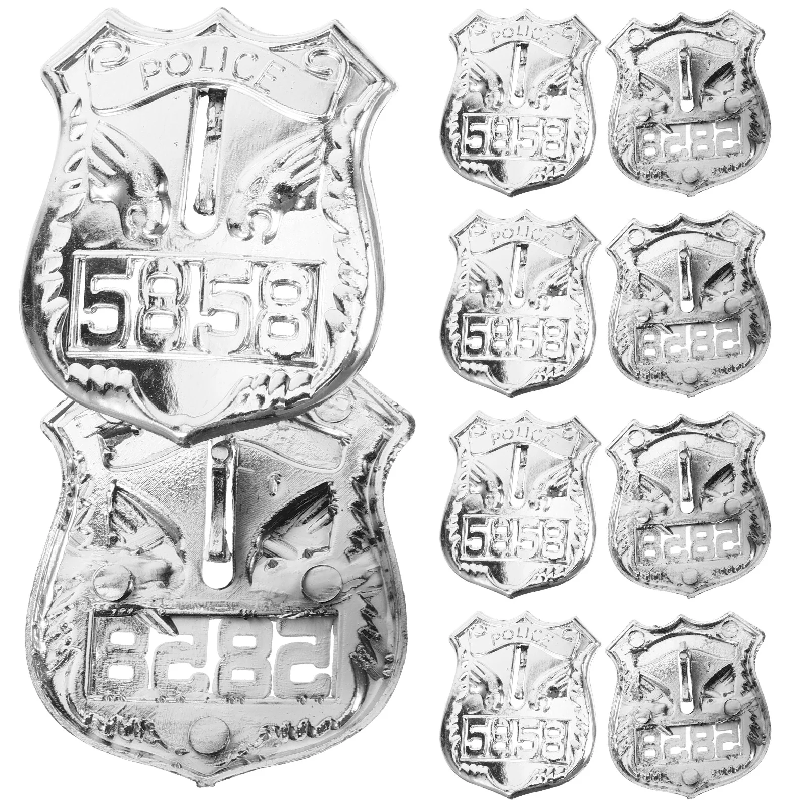 

10 Pcs Toy Badge Small Brooch Decoration Cosplay Police Pin Portable Party Supplies Decorative Silver Ornament Child