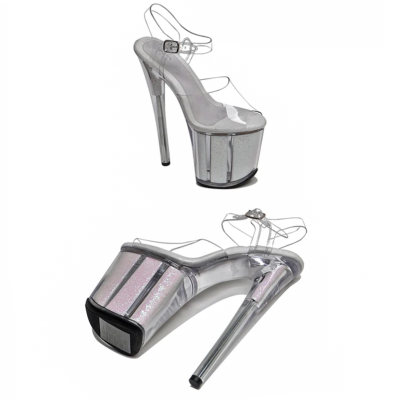 Leecabe  8Inch/20cm Clear PVC upper  Trend fashion Platform  High Heels party Sandals  stripper heel Pole Dance Shoes