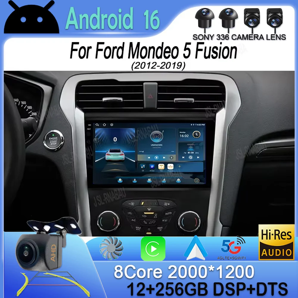 

Автомагнитола Android 16 с CarPlay, 4G, Wi-Fi, GPS для Ford Mondeo 5 Fusion 2012-2019, мультимедийный проигрыватель, видеоплеер, стереосистема, 2DIN