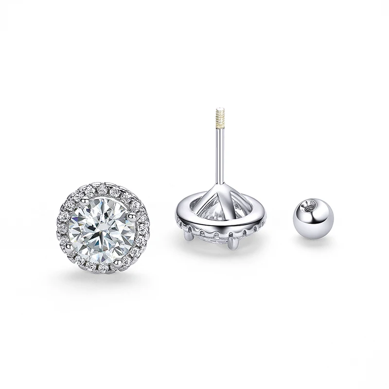 Smyoue 0,5–1 Karat schwarze Moissanit-Ohrstecker für Damen, klassischer Hochzeitsschmuck, 925er Sterlingsilber, Schraub-Ohrstecker, Geburtstagsgeschenk