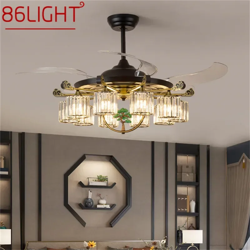 

86LIGHT Modern Stealth Fan Light Luxury Living Room Restaurant Bedroom Ceiling Fan Light Remote LED Electric Fan Light