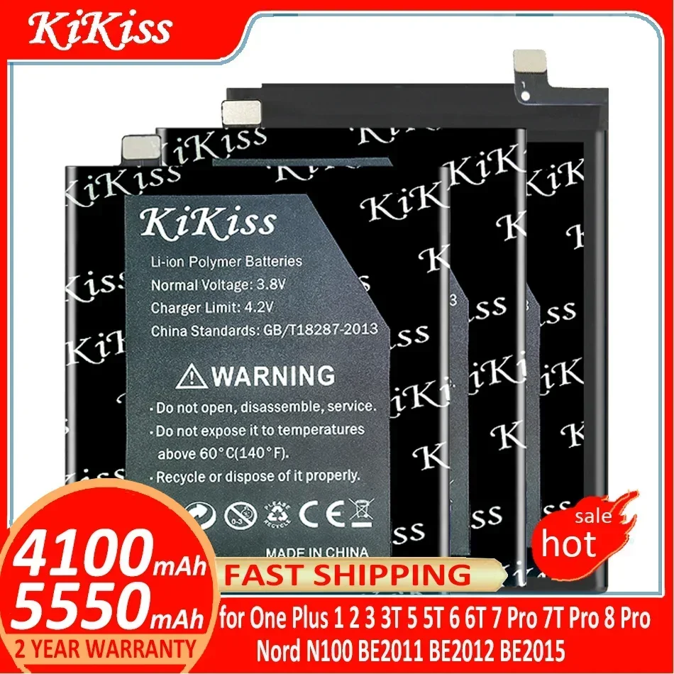 KiKiss Battery for Oneplus 1 + 1 2 3 3T 5 5T 6 6T 7 Pro 7Pro 7T Pro 7TPro 8 Pro 8Pro Nord N100 BE2011 BE2012 BE2015