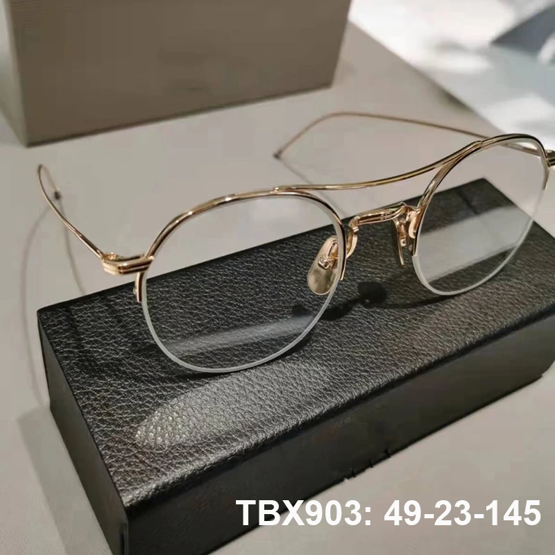 

2026 New York Retro Pilot Round Half Glasses Frame TBX903 Men Fashion Titanium Ultralight Eyeglasses Vintage Women Spectacles