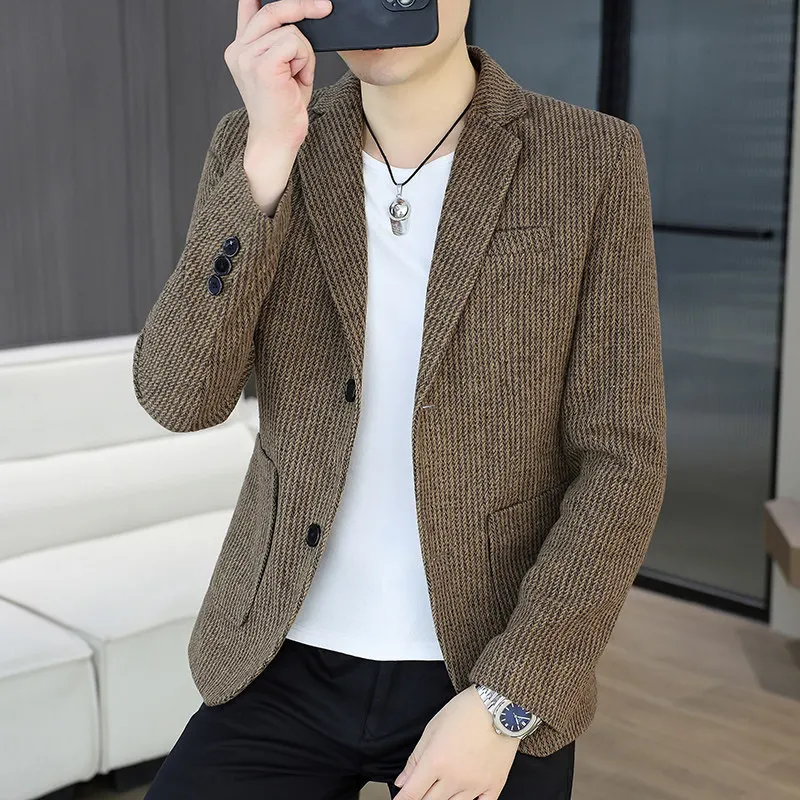 

Trendy Single-Breasted Two-Button Men's Suit Jaet Autumn Winter Slim Fit Korean Sle Haome Casual Faionable Top