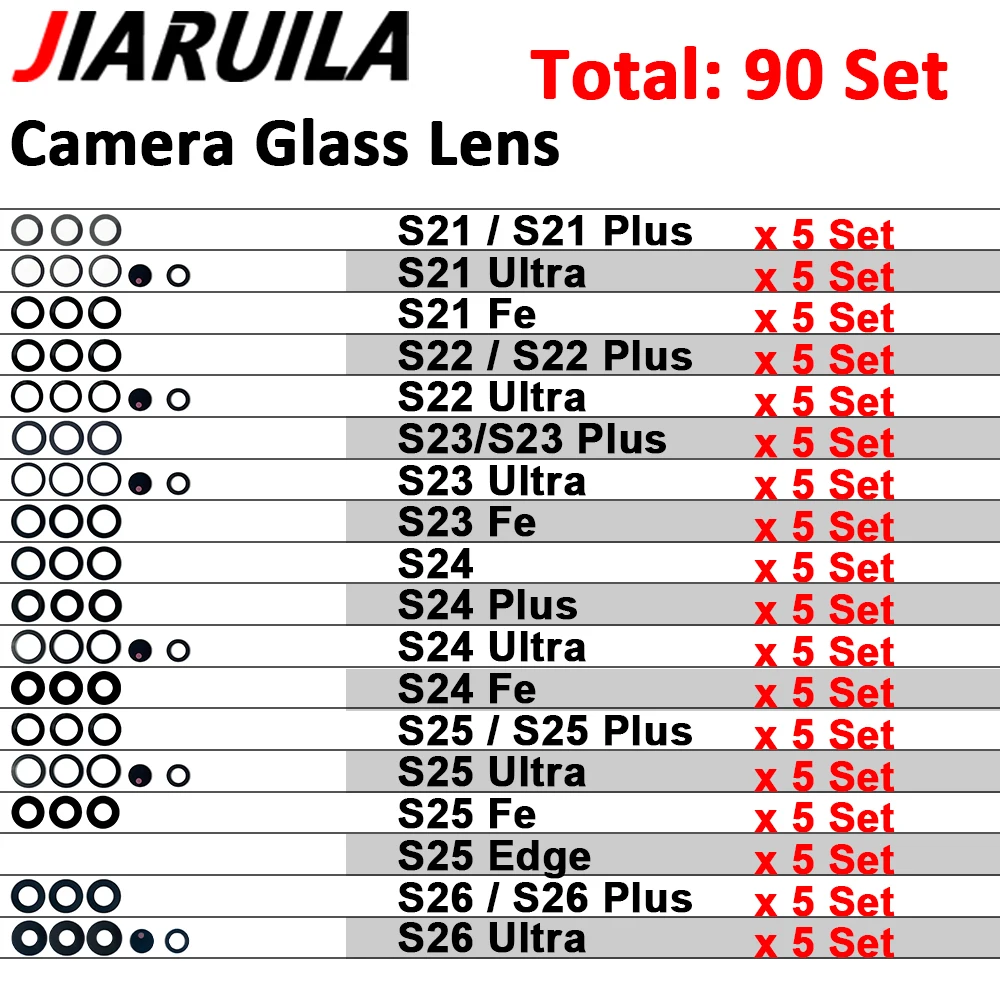 1Pcs to 180Pcs, Camera Glass Lens Back Rear Camera Glass Lens For Samsung S21 S22 S23 S24 S25 S26 Plus Ultra With Glue Adhesive