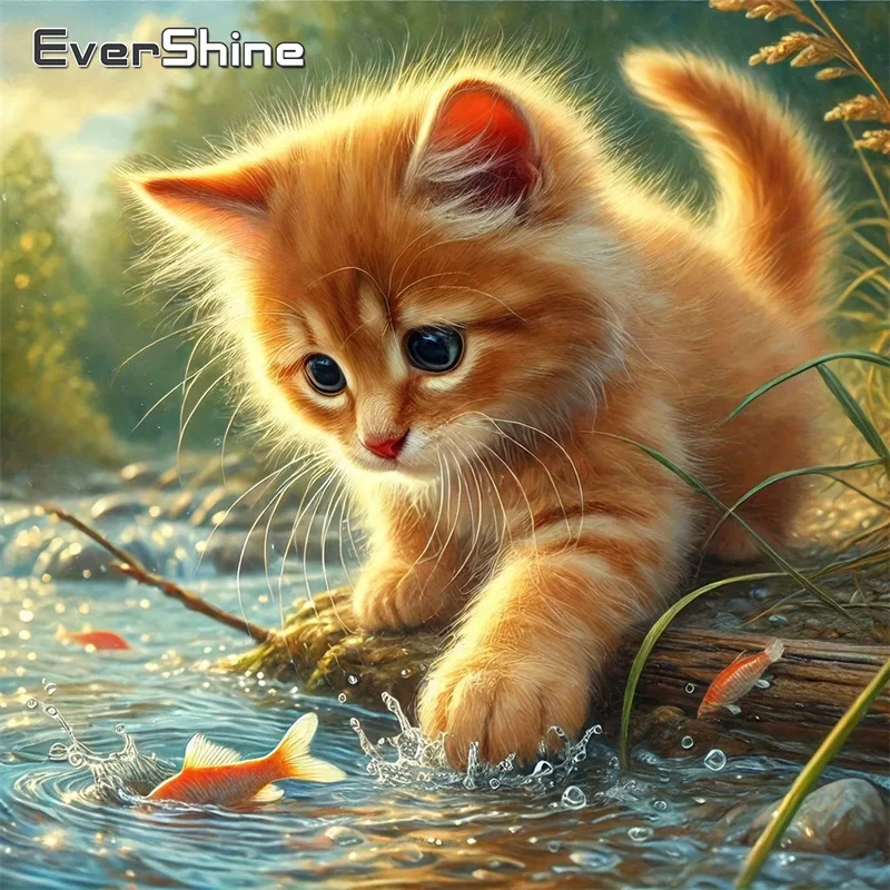 Diamantmalerei Katze Fisch