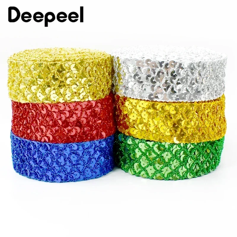 2/5/10M 15/20/35mm Sequin Lace Trim Clothing Decoration Laces Fabric Tape for Party Wedding Dress Ribbon DIY Sewing  Accessories
