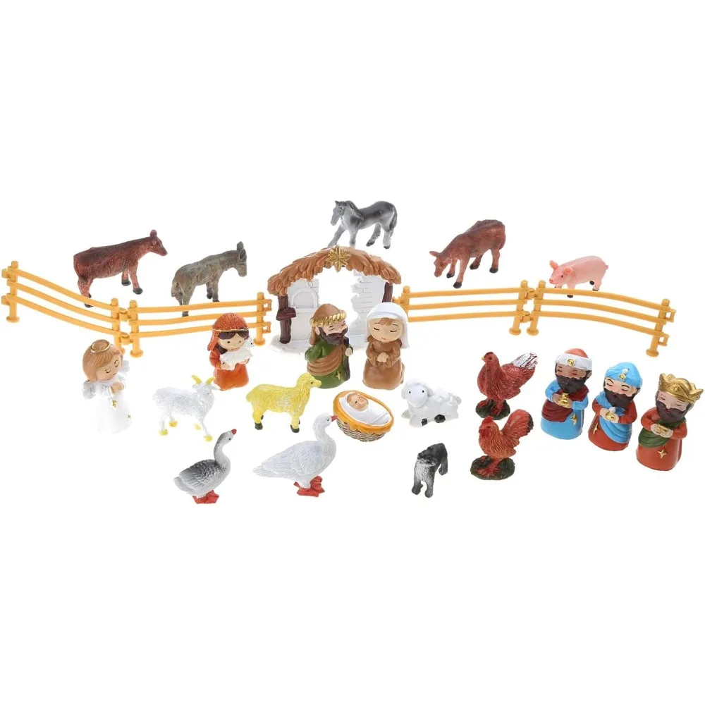 Calendario per il conto alla rovescia della presepe in resina creativa, regalo di Natale per bambini e adolescenti