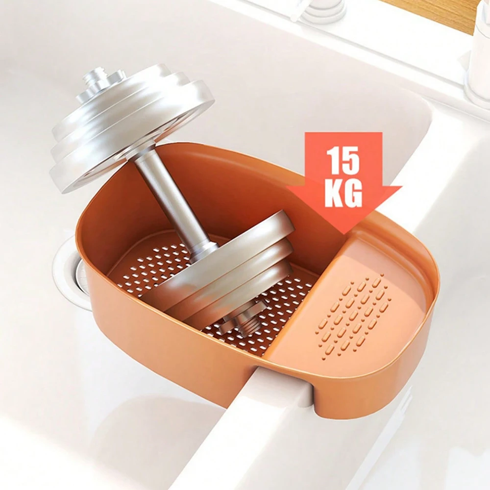 1pc Color Plastic Sink Rack, Minimalist Solid Color Sink Drain Rack For Kitchen