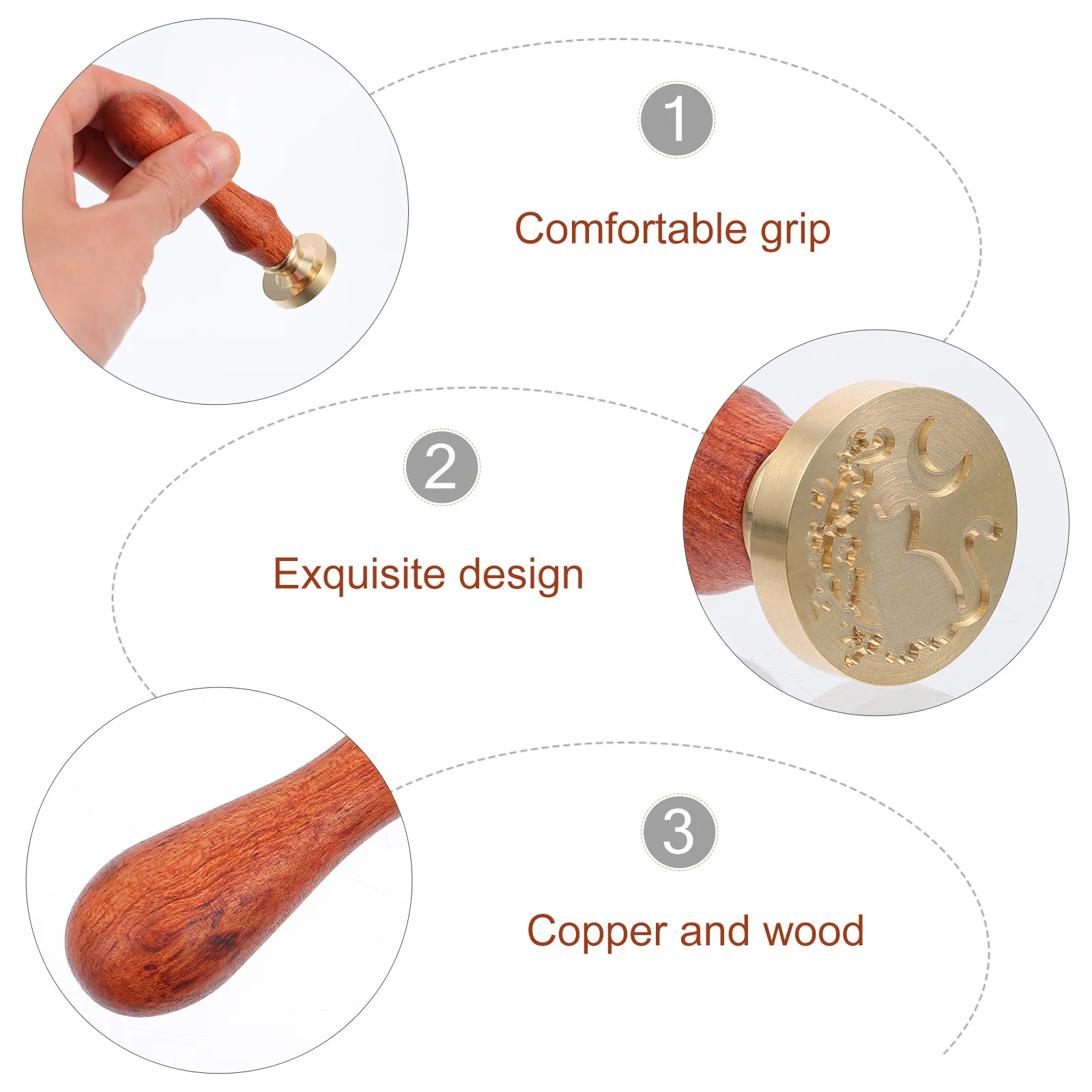 

1 pc Retro Fire Wax Seal Stamp Cat Moon Pattern For Diy Scrapbook Envelope Decoration Sealing Stickers Craft Tool