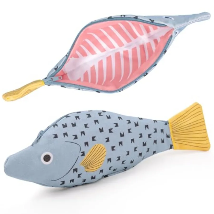 

Fish Shape Novelty Pencil Case with Simulated Fishbone Lining - Pen Bag Coin Purse Funny Pencil Pouch