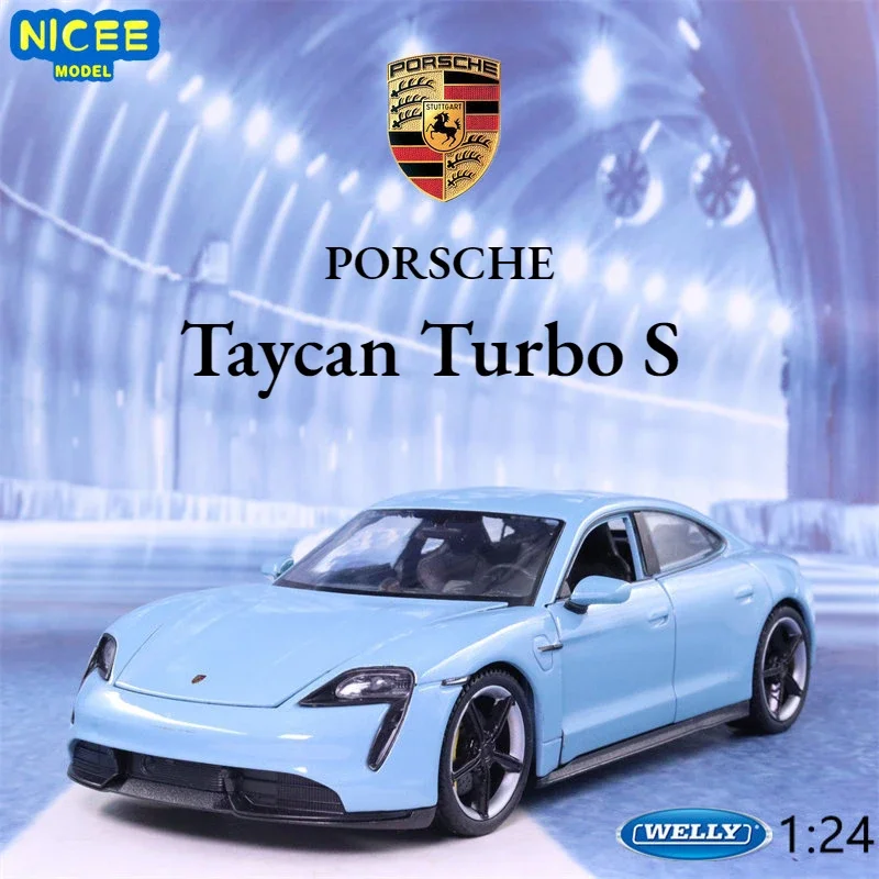 

WELLY 1:24 Porsche Taycan Turbo S Car Alloy Car Model Car Decoration Collection Gift Toy Diecasts Model Boy Toy B744