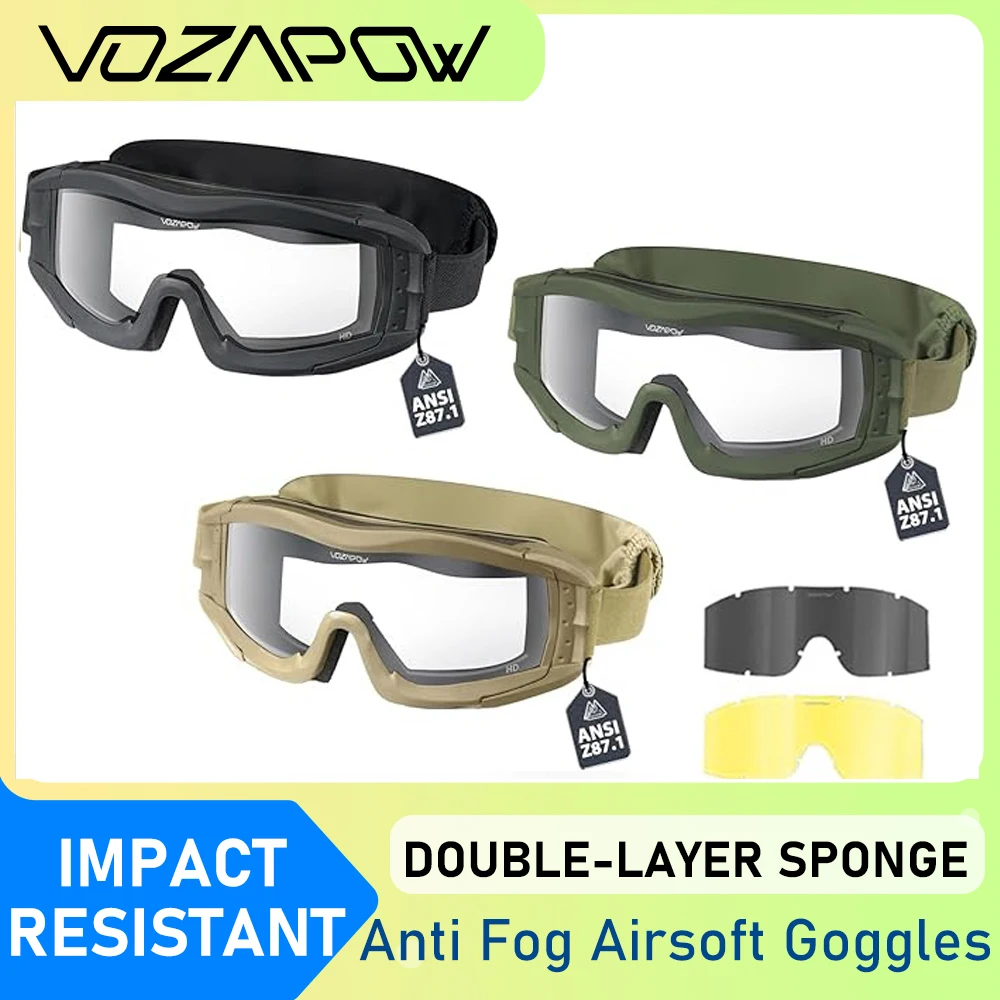 Vozapow Military Tactical Goggles Impact Resistant UV400 Protection Airsoft Windproof Shooting Glasses Cs Wargame Safe Eyewears