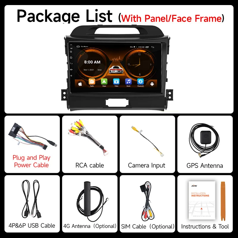 Car Radio For KIA Sportage 2010 2011 2012 2013 2014 2015 2016 Android12 Carplay Multimidia Video Player Navigation HeadUnit