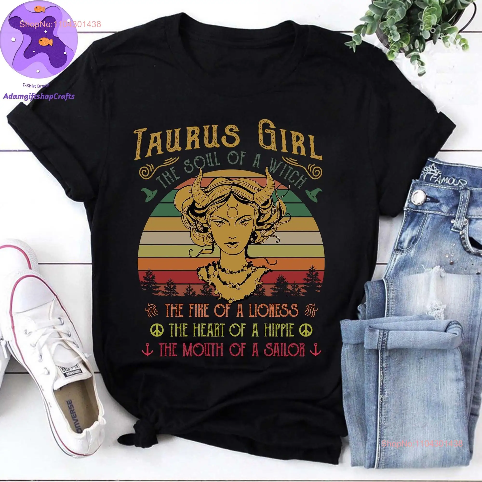 Taurus Girl Vintage T Shirt The Soul Of A Witch Zodiac s  long or short sleeves