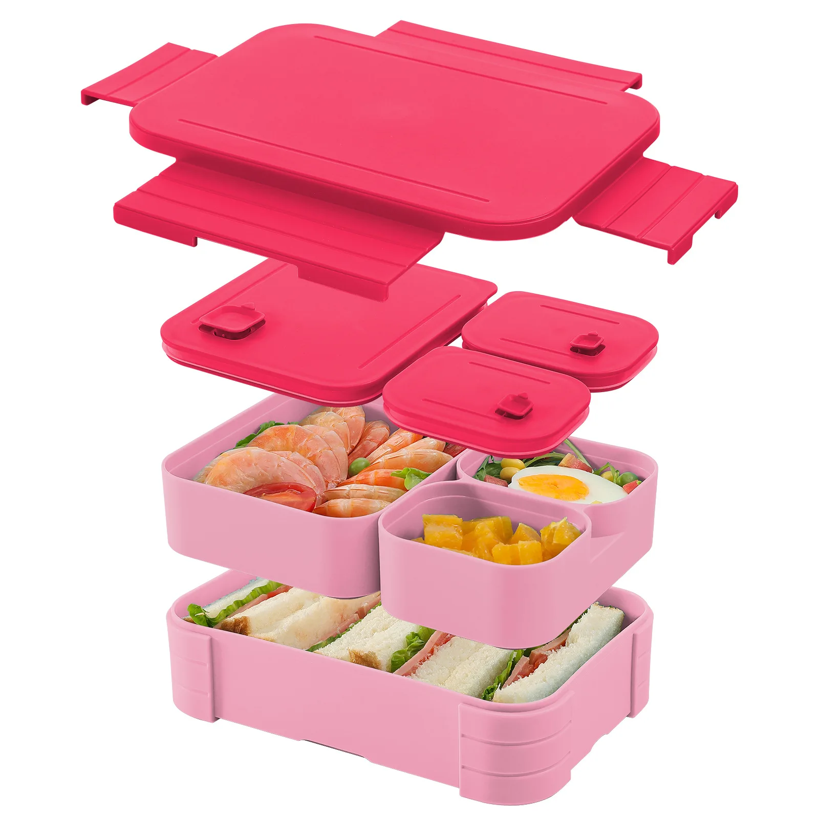 Einfache rechteckige Lunchbox, mikrowellengeeignet, für Büroangestellte, mit einem unterteilten quadratischen luftdichten Behälter