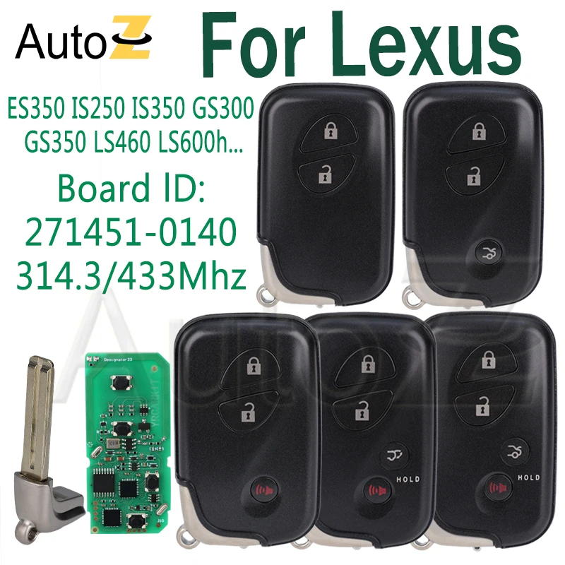 For Lexus ES350 IS250 IS350 GS300 GS350 LS460 LS600h LX570 Remote Car Key 27145-0140 4D Chip 314.35/433MHz Keyless Go Smart Key