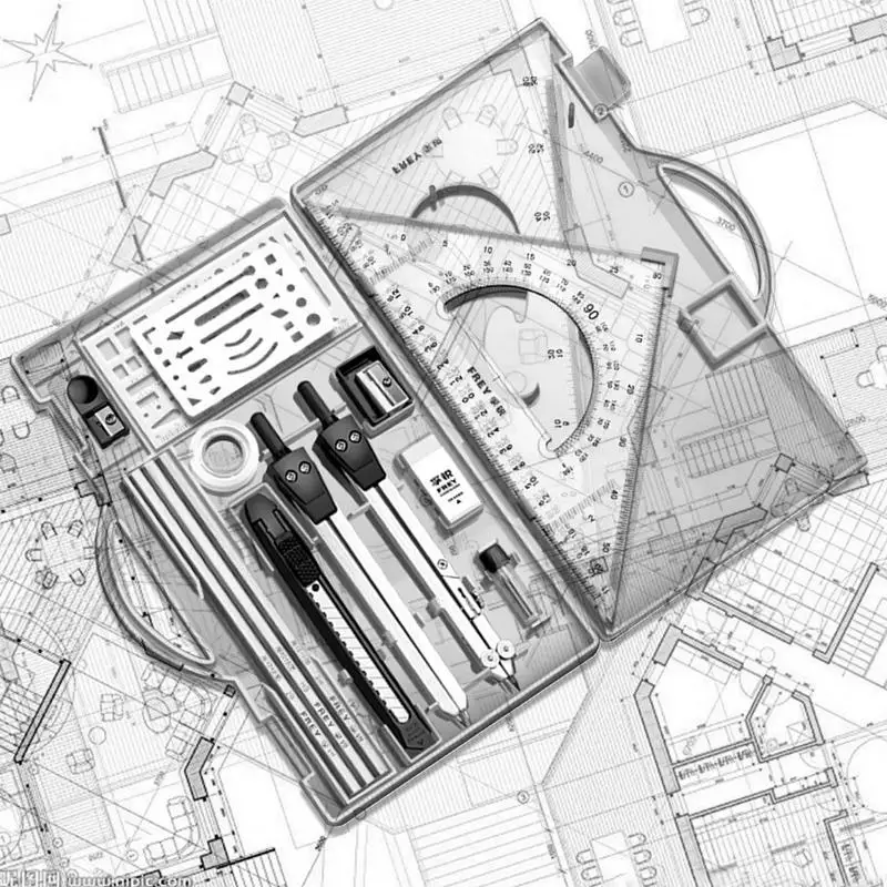 Imagem -04 - Conjunto de Ferramentas de Desenho de Geometria Kit de Elaboração Régua Triangular Bússola Transferidor Suprimentos de Arquitetura Lápis de Desenho