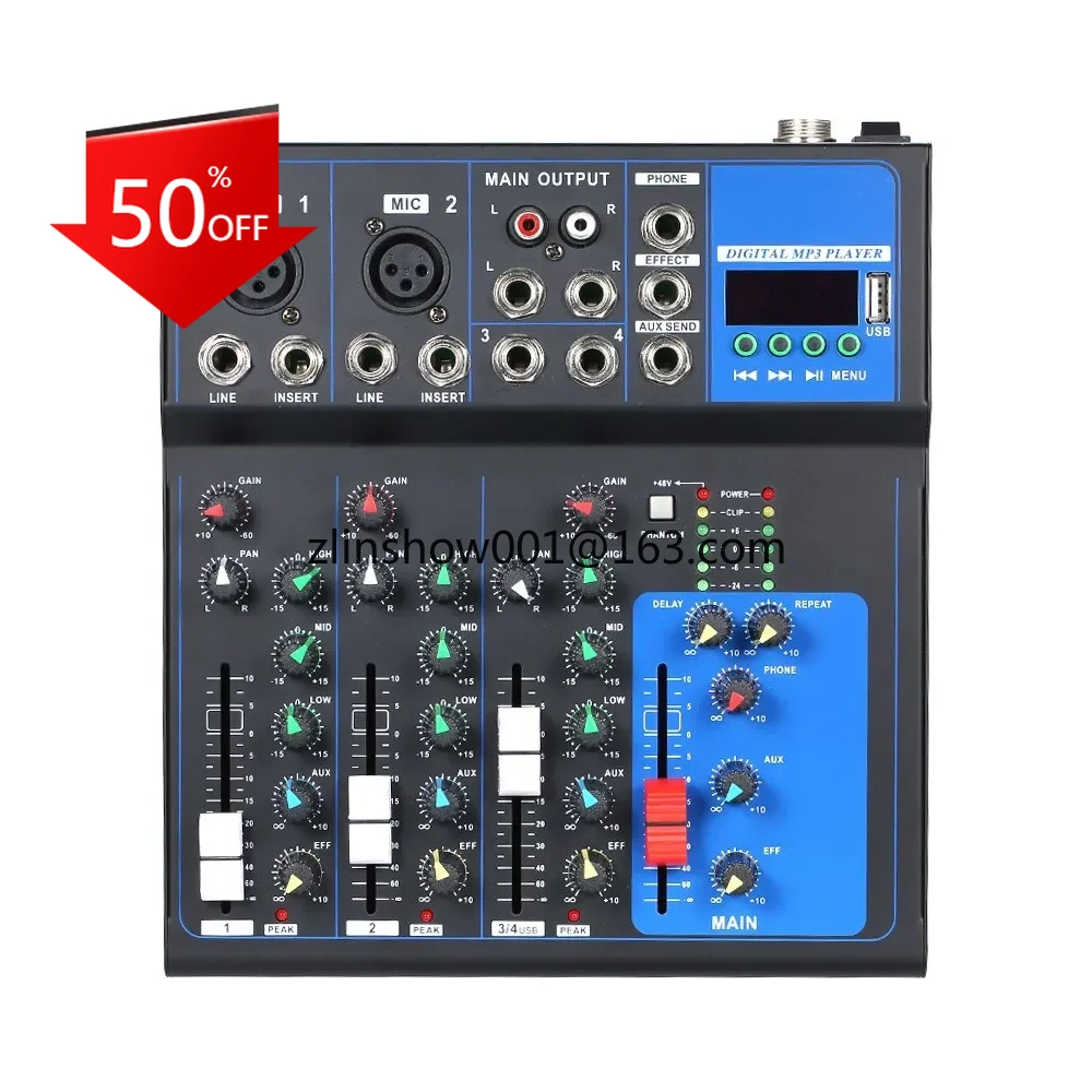 F4 Professional 4-way Sound Audio Mixer With Usb Bluetooth Sound Mixer Recording