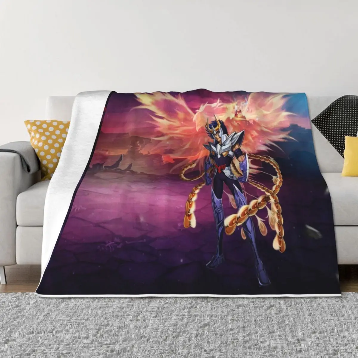 

Saint Seiya Knights of the Zodiac Ikki Phoenix Throw Blanket Nap manga Camping for babies Blankets