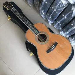 39 Inches Solid Cedar Top 000 Style Acoustic Guitar Real Abalone Ebony Finerboard Rosewood Back And Sides