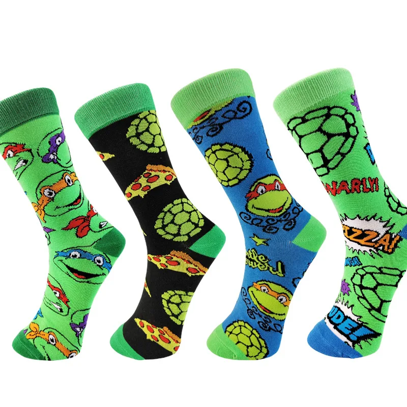 New TMNT Teenage Mutant Ninja Turtles Hiphop Men Socks Harajuku Embroidery Colorful Funny Socks Tide Socks Cartoon Birthday Gift