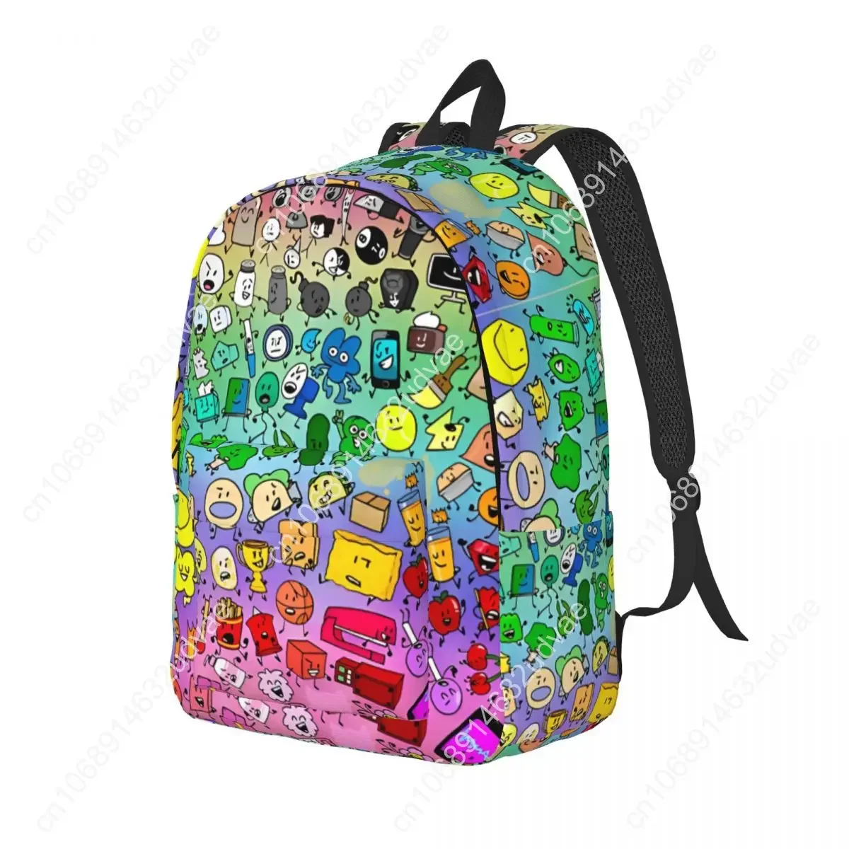 BFDI Inanimate Insanity Characters Rainbow Backpack Men Women School Hiking Travel Daypack Laptop Computer Canvas Bags Sports