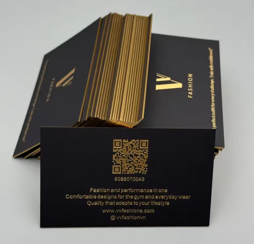 

Индивидуальная визитная карточка из черной художественной бумаги с тисненым логотипом золотого фольги, визитная карточка для предприятия, премиум-качество