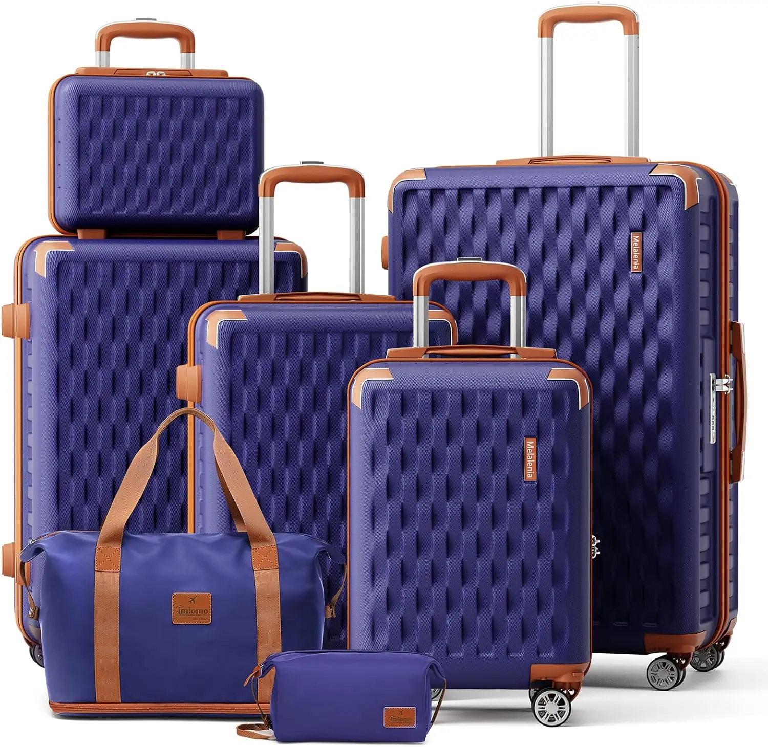 Melalenia 7-teiliges Langlebiges Leichtgewicht-Kofferset, TSA-Schloss, Reisekoffer mit Reisetasche und Toilettentasche