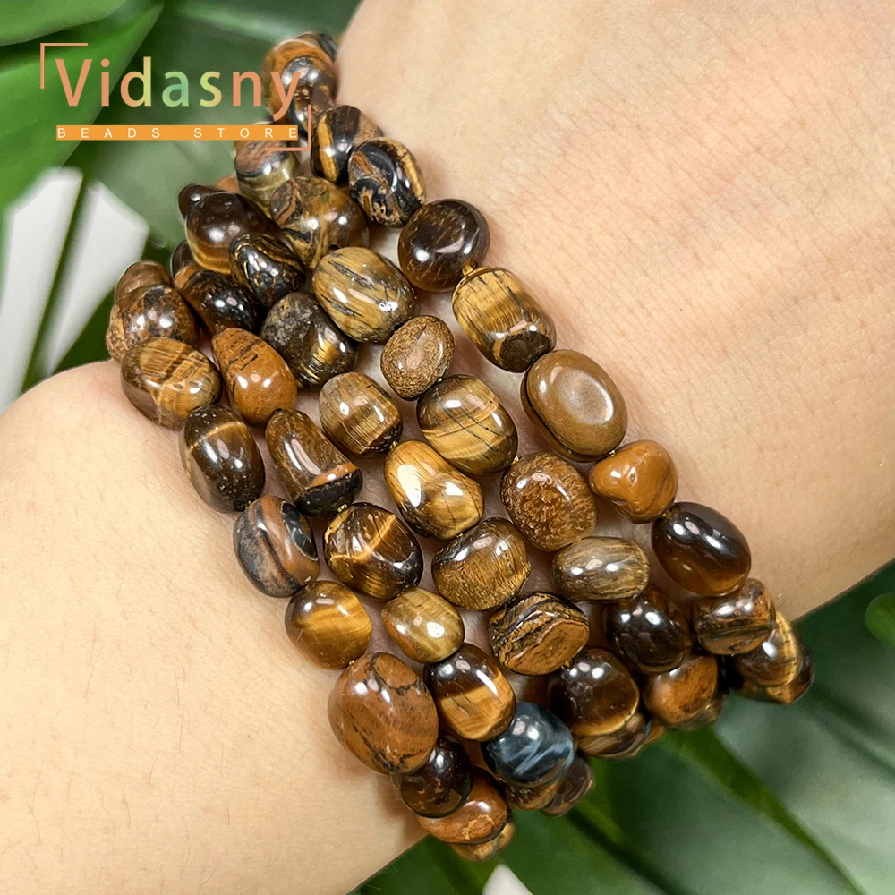 8-10mm Natürliche Gelbe Tigerauge-Perlen, Unregelmäßige Ovale Lose Perlen für Schmuckherstellung, DIY-Armbänder und Zubehör – Detail 7